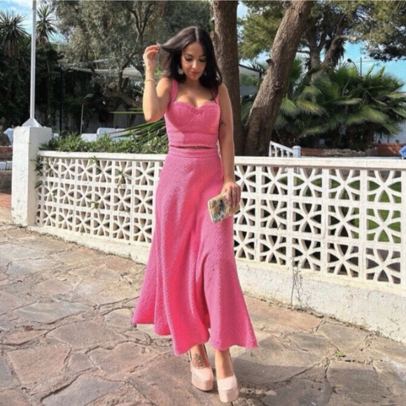 🌸 ZARA PINK TWEED HIGH WAIST ASYMMETRICAL MAXI SKIRT! - Picture 5 of 16